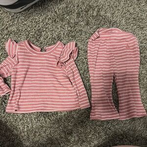 GAP Pink Matching Set with Ruffled Sleeves and Striped Design